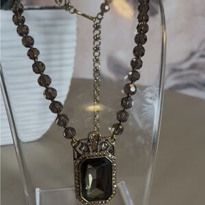 Elegant Sexy Bold Smoky Stone Pendant Necklace